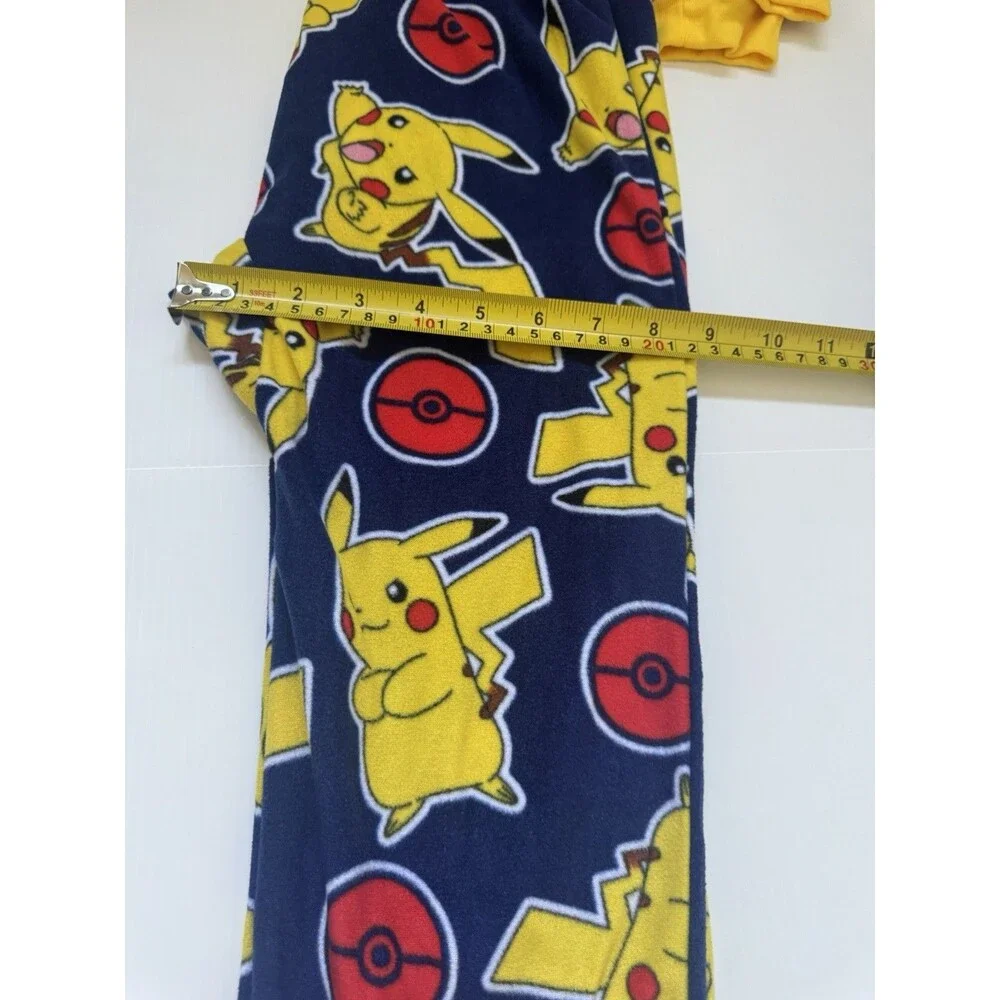 Pokemon Pikachu Hooded One Piece Pajamas Kids Size S 6-7 Fleece Zip Front